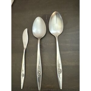Oneida Oneidacraft Lasting Rose Deluxe Stainless 3 Piece Serving Silverware‎